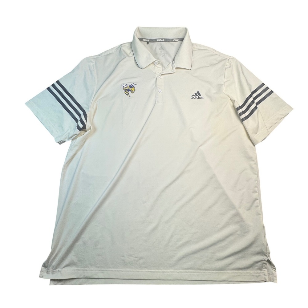 Adidas Georgia Tech Polo Shirt Mens XL‎ Cream Golf Performance Yellow Jackets